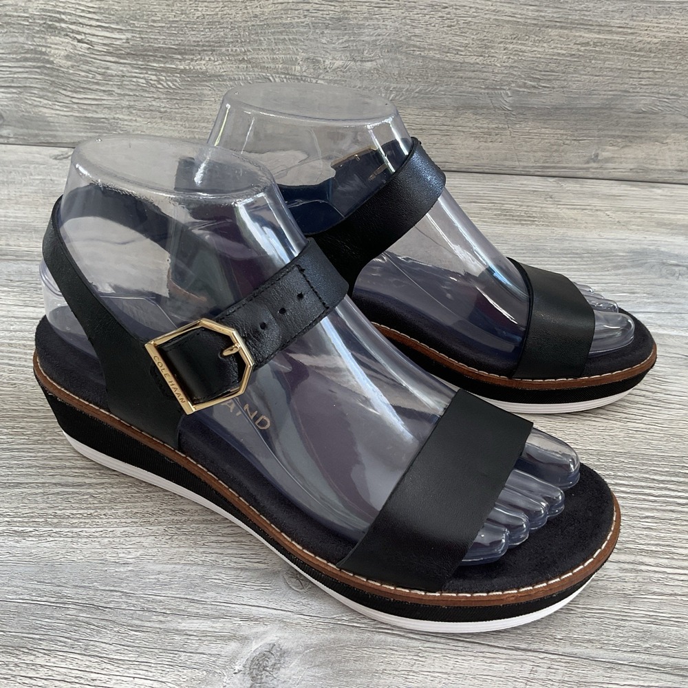 Cole Haan ØriginalGrand Peyton Womens Size 5.5 B Flatform Sandals Black W29837